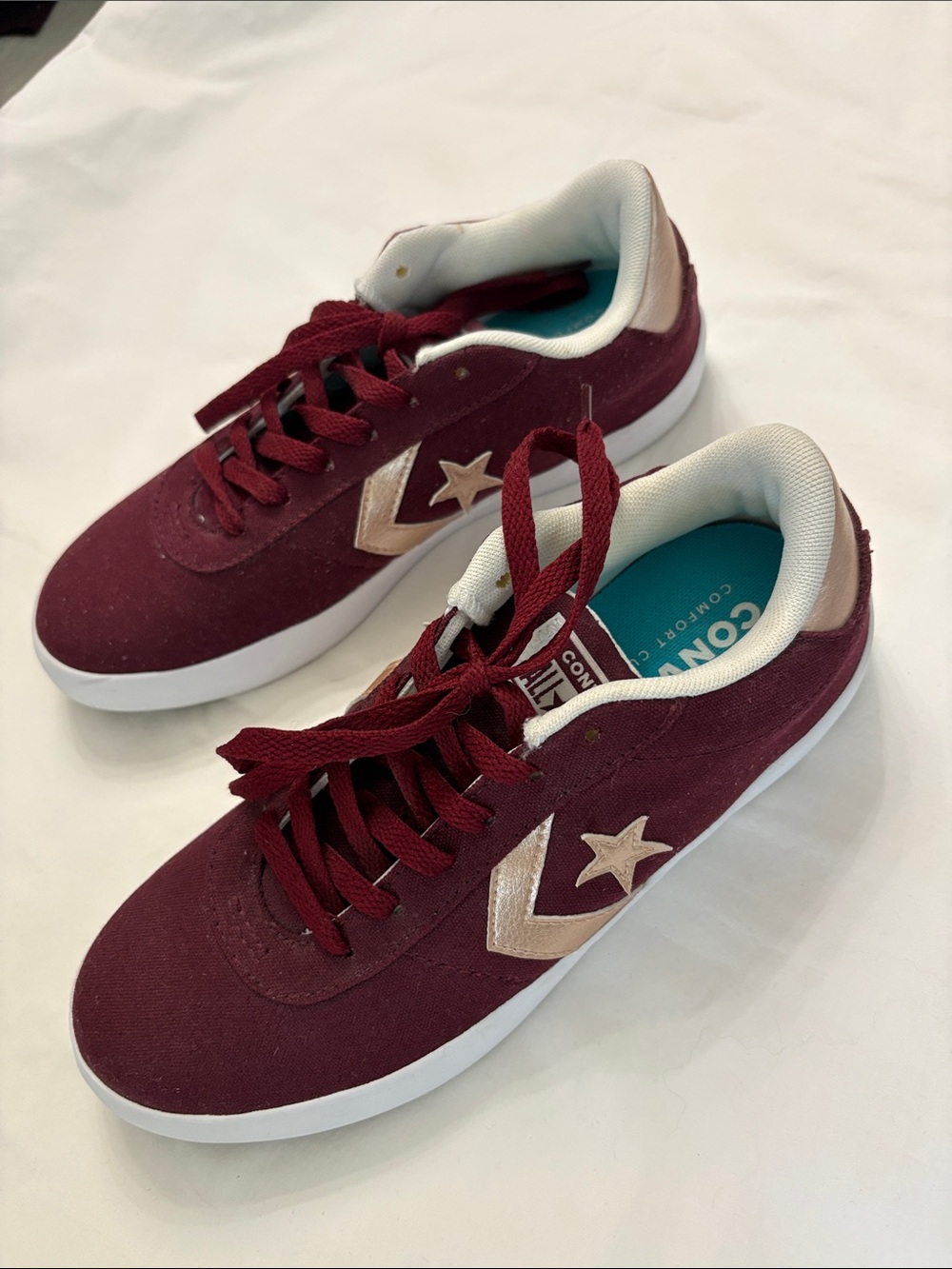 Converse Maroon and Cream Low-Top Sneakers